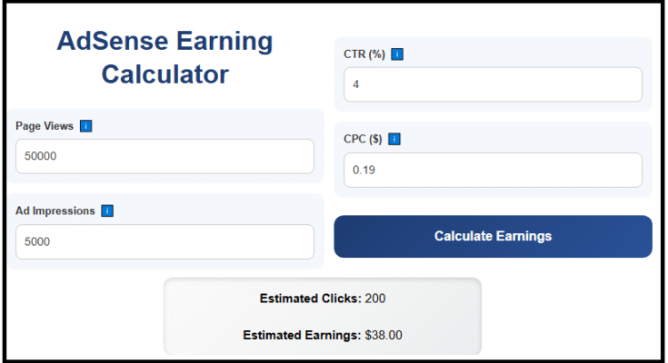 AdSense Earning Calculator