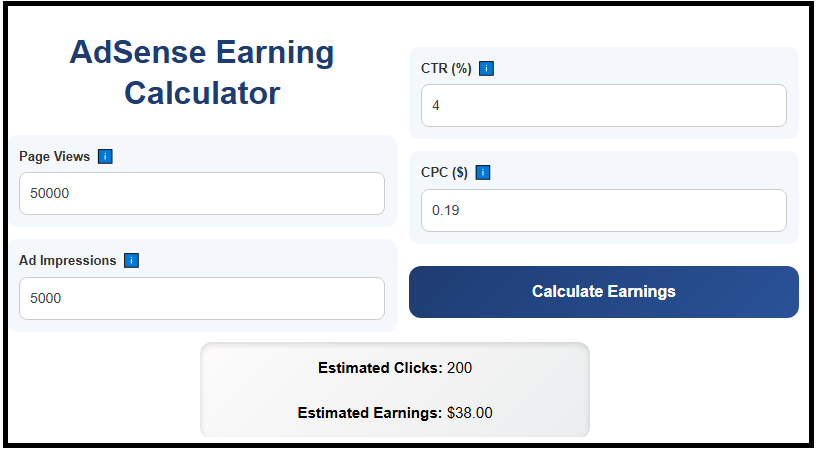 AdSense Earning Calculator