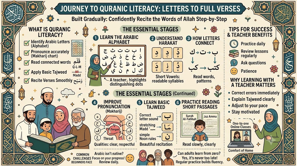 The Fundamentals of Quranic Literacy: How to Go from Letters to Full Verses